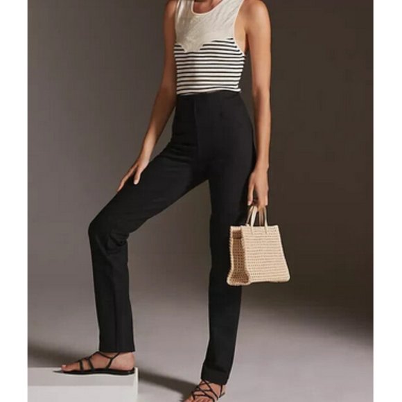 Anthropologie Maeve L NWT Slim Seamed Leggings Ponte Knit Black Large New - Picture 5 of 6